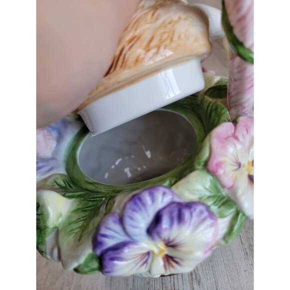 Fitz Floyd Halcyon bunny teapot vintage unique home decor flower - Picture 7 of 9